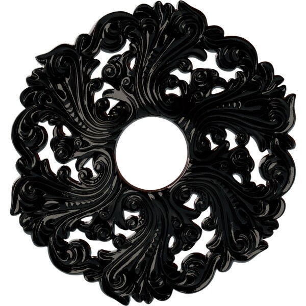 Ekena Millwork Orrington Ceiling Medallion (Canopies up to 4 3/4"), 19 5/8"OD x 4 3/4"ID x 1 3/4"P, Black Pearl CM19ORBPS - main